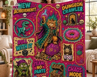 Dungeon Crawler Carl Fleece Blanket, Funny Fantasy Novel Throw Blanket, Cozy Gamer Gift, LitRPG Fandom Blanket, Soft Plush Couch Blanket 11