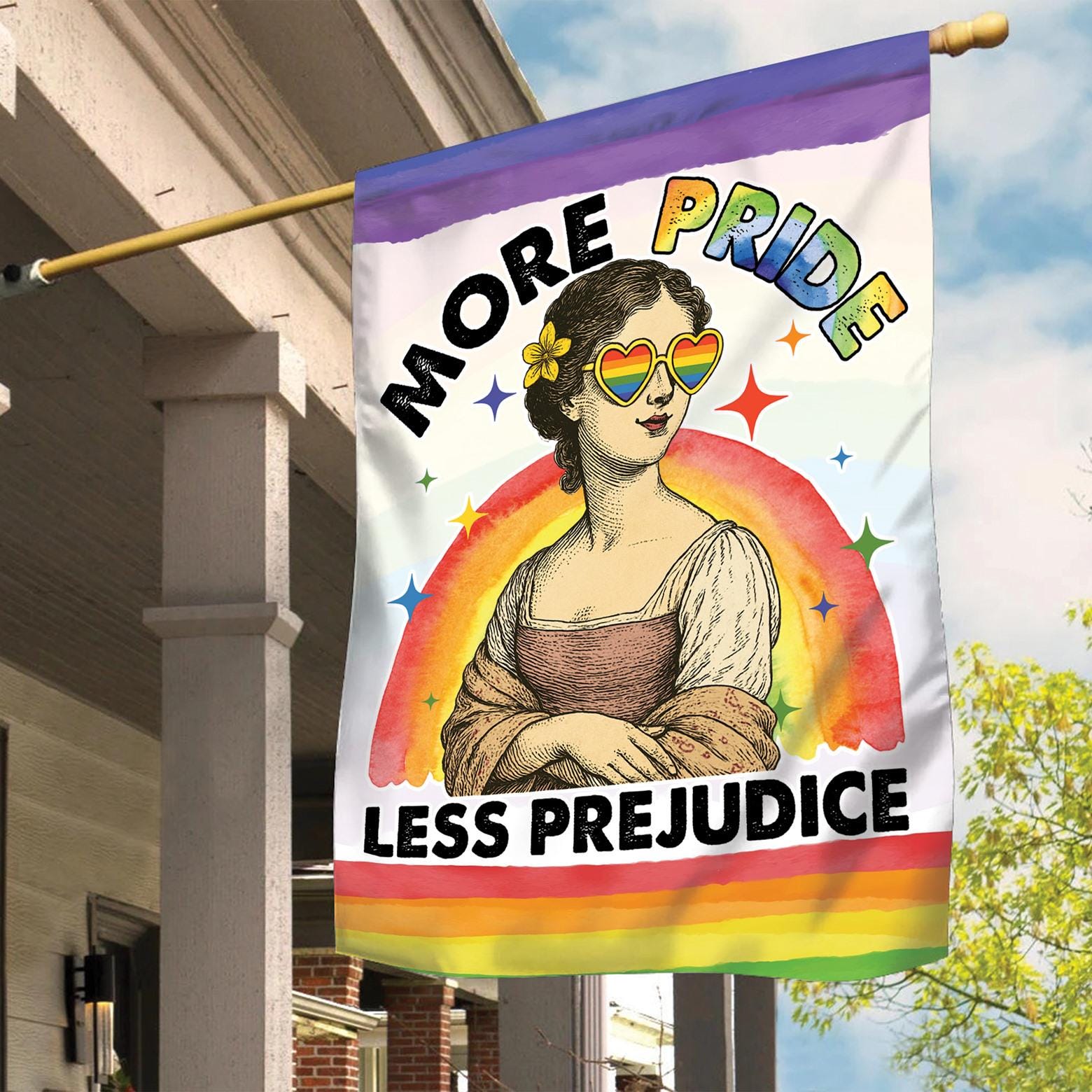 Garden Flag More Pride Less Prejudice LGBTQ Ally Yard Sign LGBTQ