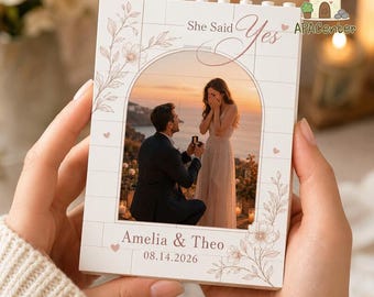 Custom Engagement Building Blocks For Couple, Engaged Photo Keepsake, She Said Yes Keepsake, Proposal Celebration Gift