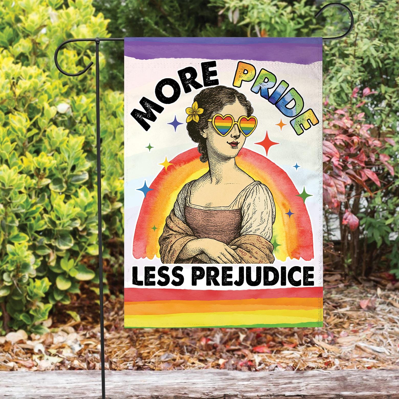 Garden Flag More Pride Less Prejudice LGBTQ Ally Yard Sign LGBTQ