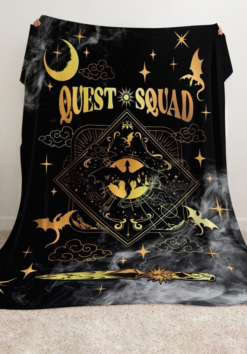 Quest Squad Onyx Storm Blanket, Fourth Wing Blanket, Onyx Storm Quest Squad Broccoli, Ridoc Romantasy Fan Gift, Dragon Rider Bookworm Gifts Bild 2