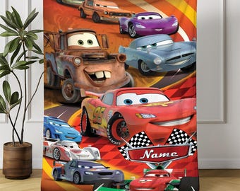 Personalized Cars Movie Blanket, Cars Land Blanket, Lightning Mcqueen Blanket, Doc Hudson Tow Mater Blanket, Cars Birthday Gifts Blanket