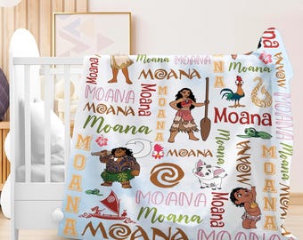 Custom Name Disneyland Moana Fleece Blanket, Disneyland Blanket, Moana Blanket, Disneyland Movie Blnekt, Kids Blanket Gifts, Home Decor