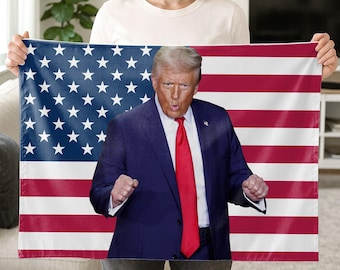 Trump Dancing American Flag Tapestry, Gift for Mega fan Gets White Elephant Gift Secret Santa, Trump Meme Gag Gift
