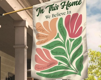 In This House We Believe in Kindness Equality Inclusion Diversity Garden Flag, Social Justice Equality Yard Sign, Human Rights Flag