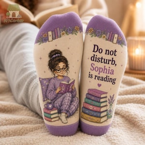Custom Name Book Girl Socks - Personalized Socks, Bookish Gifts For Book Lovers, Do Not Disturb I'm Reading Socks, Bookworms, Christmas Gift