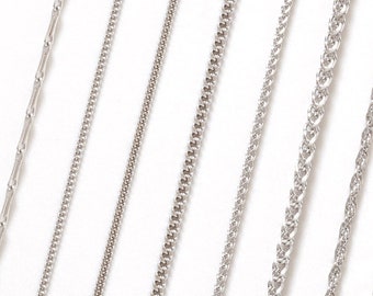 9ct White Gold Chain, Curb Chain, Belcher Chain, Rope Chain, Barleycorn Chain, Spiga Chain, Trace Chain, DIY Chain Necklace