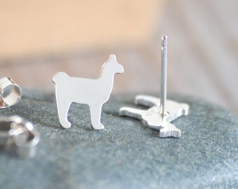 Llama Stud Earrings, Silver Llama Ear Posts