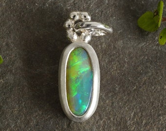 Australian White Opal Pendant, Solid Opal Pendant