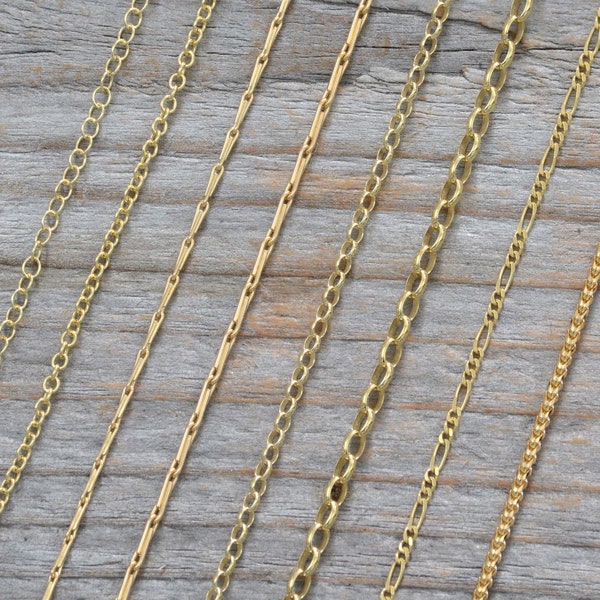 Solid 9ct Yellow Gold Chain, Trace Chain, Barleycorn Chain, Belcher Chain, Yellow Gold Chain Necklace, DIY Necklace,