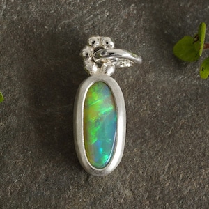 Australian Opal Pendant: Solid 925 Sterling Silver, Handmade