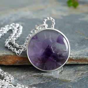 Large Amethyst Necklace in Sterling Silver, One of a Kind Amethyst Necklace image 1