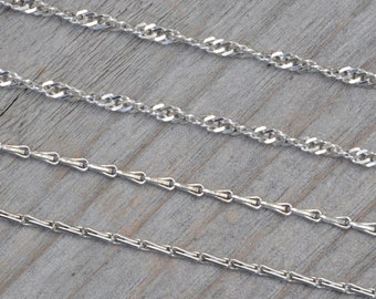 Silver Barleycorn Chain, Silver Twisted Curb Chain,  Silver Chain Necklace