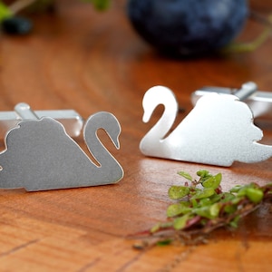 Schwan Manschettenknöpfe in Sterling Silber, personalisierte Schwan Manschettenknöpfe