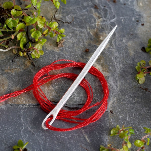 Handmade Sewing Needle in Solid Sterling Silver, Thick Silver Needle