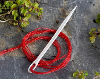 Handmade Sewing Needle in Solid Sterling Silver, Thick Silver Needle