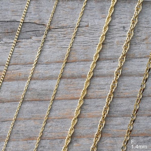 Solid 9ct Yellow Gold Chain, Curb Chain, Belcher Chain, Rope Chain, DIY Necklace, Chain Necklace image 1