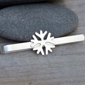 Sterling Silver Snowflake Tie Clip - Personalized Tie Slide