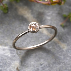 Rose Cut Diamond Engagement Ring in 18ct White Gold, Small Diamond Ring, Rustic Diamond Ring image 1