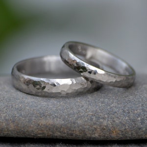 Platinum Wedding Band With Hammered Effect, Platinum Wedding Ring, Rustic Wedding Band, Made To Order