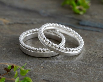 Coronet Wedding Band, 3mm Wedding Band in Sterling Silver, 4mm Wedding Ring, UK size J