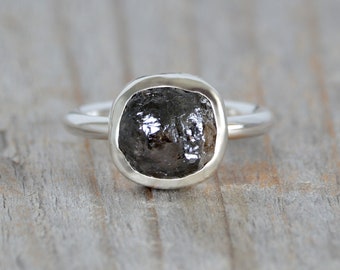 4.4ct Rough Diamond Ring, Bi-Colour Diamond Ring, Large Diamond Ring, Rustic Diamond Ring