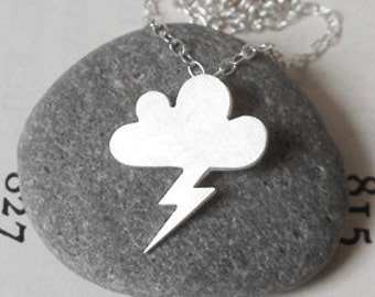 Lightning Cloud Necklace in Silver, Silver Lightning Cloud Necklace