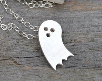 Ghost Necklace in Sterling Silver, Halloween Necklace