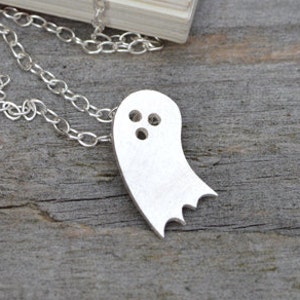 Ghost Necklace in Sterling Silver, Halloween Necklace