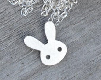 Rabbit Necklace in Sterling Silver, Silver Bunny Necklace