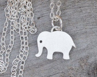 Elephant Necklace in Sterling Silver, Silver Animal Necklace