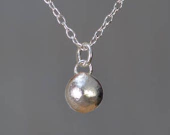 Silver Dewdrop Necklace, Silver Pebble Necklace