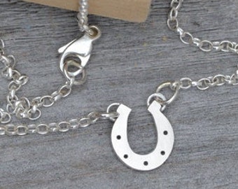 Horseshoe Bracelet in Sterling Silver, Personalized Horseshoe Bracelet, Horseshoe Anklet