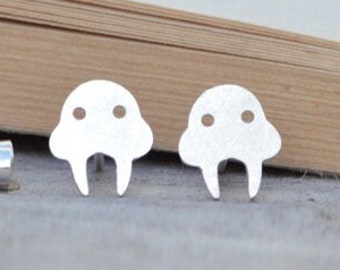 Walrus Stud Earrings in Sterling Silver, Silver Walrus Ear Posts