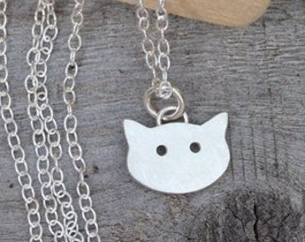 Cat Necklace in Sterling Silver, Silver Kitten Necklace