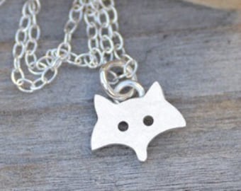 Fox Necklace in Sterling Silver, Silver Fox Necklace