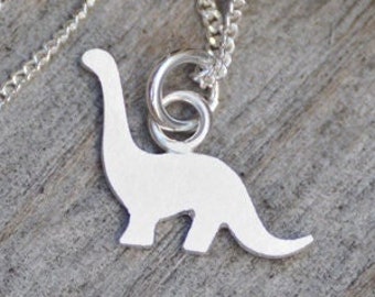 Dinosaur Necklace, Brontosaurus Necklace in Sterling Silver