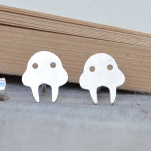 Walrus Stud Earrings in Sterling Silver, Silver Walrus Ear Posts image 1