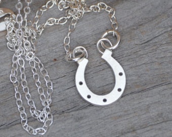 Horseshoe Necklace in Sterling Silver, Silver Horseshoe Necklace