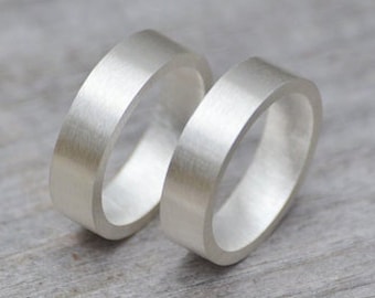 Unisex Wedding Band, 5mm Wide Wedding Ring, Satin Finish Wedding Band