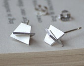 Wearable Sculpture Stud Earrings, Silver Sculptural Ear Posts