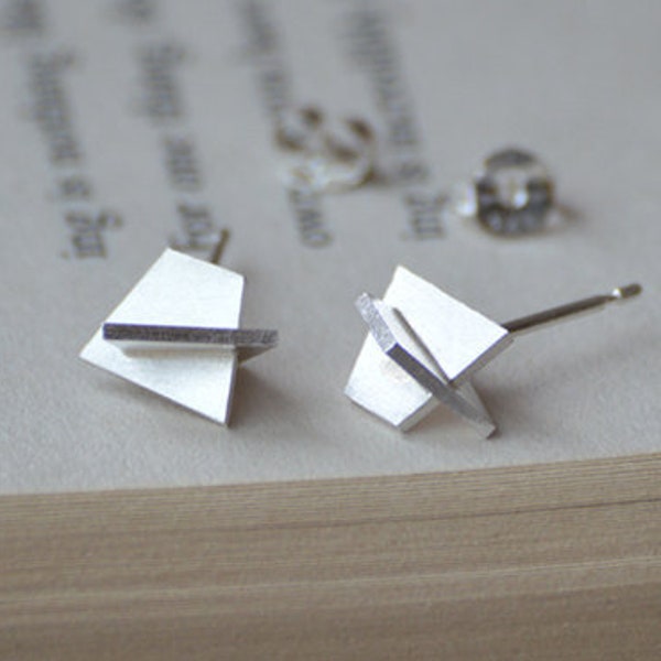 Wearable Sculpture Stud Earrings, Silver Sculptural Ear Posts