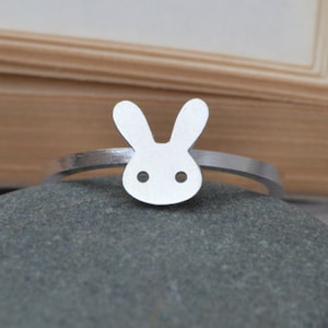 Rabbit Ring in Sterling Silver, Silver Bunny Ring image 1