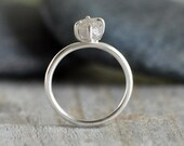 Raw Diamond Engagement Ring, 1.05ct Light Grey Diamond Ring, Diamond Cube Engagement Ring