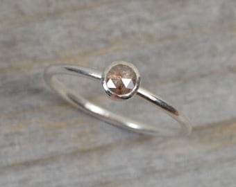 Rose Cut Diamond Engagement Ring, Fancy Coloured Diamond Ring
