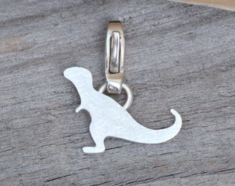 T-Rex Dinosaur Charm in Sterling Silver, Silver Dinosaur Charm