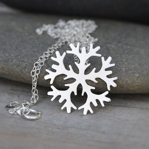 Snowflake Necklace in Sterling Silver, Silver Snowflake Necklace image 1