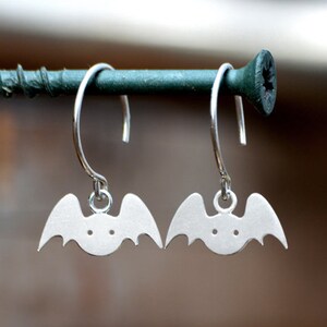 Bat Earrings in Sterling Silver, Silver Bat Earrings, Animal Earrings image 2