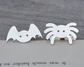 Spider Cufflinks in Sterling Silver, Silver Bat Cufflinks