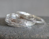 Slim Stacking Rings in Sterling Silver, Rustic Stackers